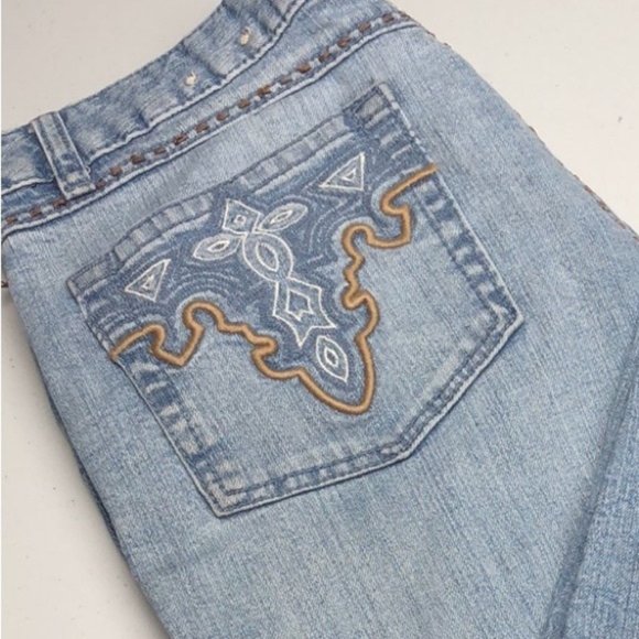 VINTAGE TRIBAL FACTORY DENIM CAPRIS 8/29x20 😎 - Picture 7 of 13